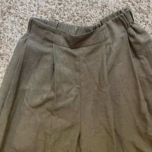 Zara green shimmer  Culottes Crop Wide Leg Skirt Pants